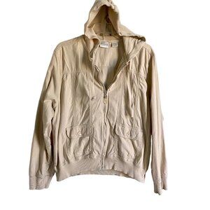 Erika Full Zip Hoodie Sweatshirt Cotton Beige Size XL